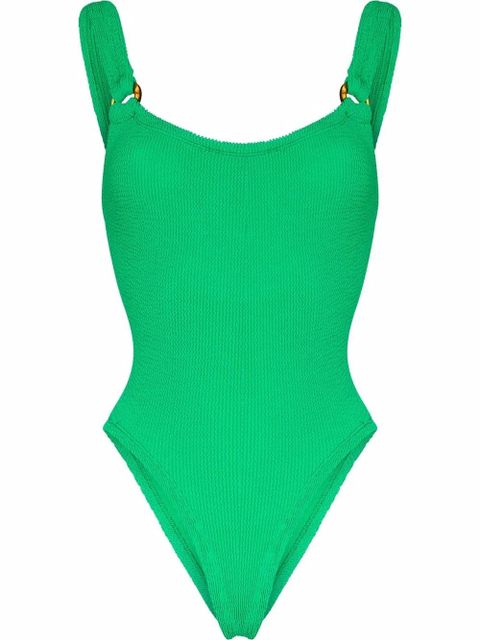 Hunza G Domino crinkle-effect swimsuit - Green - zdjęcie produktu nr 1