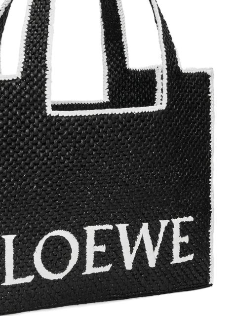 LOEWE large Loewe Font raffia tote bag - Black