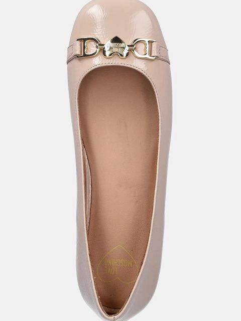 Love Moschino baleriny skórzane kolor beżowy JA11011G1MII0601