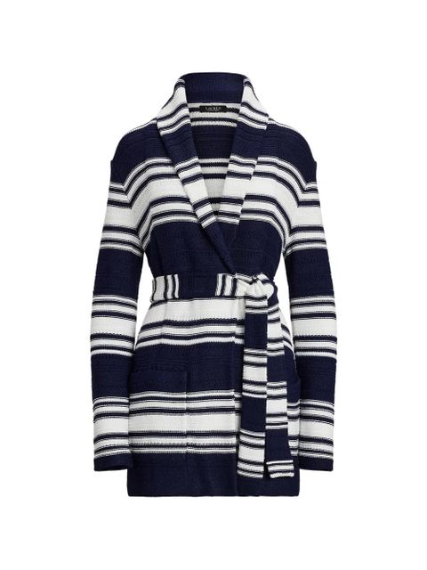 Lauren Ralph Lauren striped belted cardigan - Blue - zdjęcie produktu nr 1