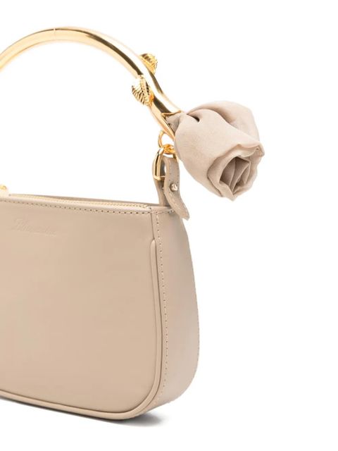 Blumarine mini rose-detail leather tote bag - Brown