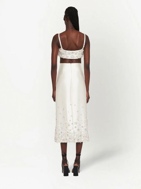 Miu Miu floral-embellished midi skirt - White - zdjęcie produktu nr 2