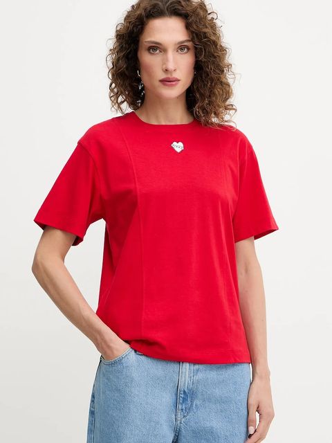 Pinko t-shirt bawełniany damski kolor czerwony 105665 A2IB - zdjęcie produktu nr 1