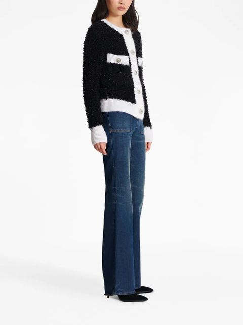 Balmain bouclé contrasting-trim knitted cardigan - Black