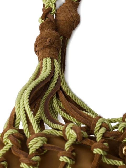 Prada macramé logo-plaque tote bag - Brown - zdjęcie produktu nr 1