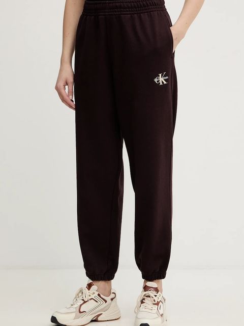 Calvin Klein Jeans spodnie dresowe damskie kolor brązowy gładkie LV047B235G - zdjęcie produktu nr 1