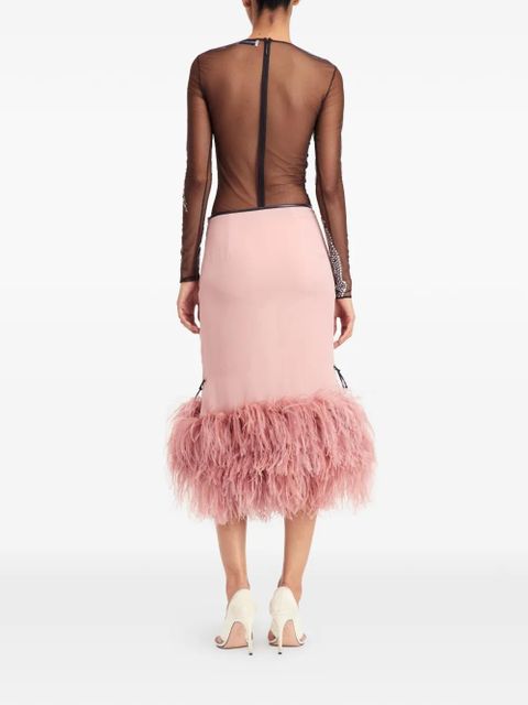 16Arlington Merrow feather embellished midi skirt - Pink