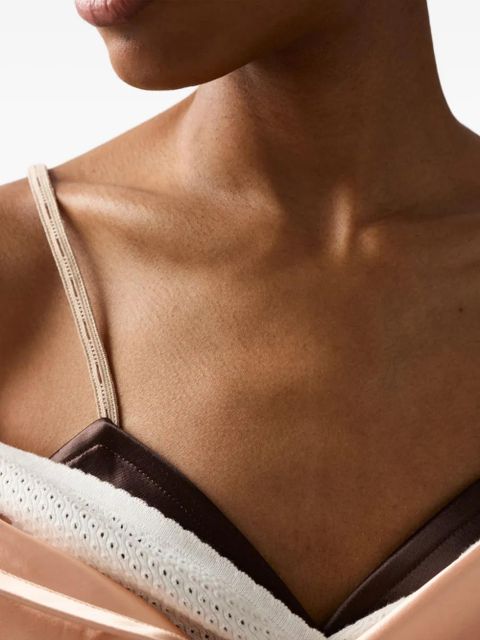 Miu Miu logo-patch satin bra - Brown - zdjęcie produktu nr 2