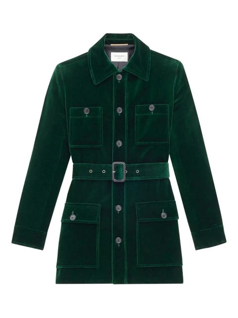 Saint Laurent belted velvet jacket - Green - zdjęcie produktu nr 2