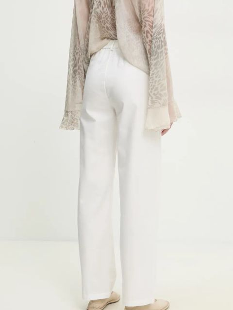 Answear.LAB spodnie damskie kolor biały proste high waist