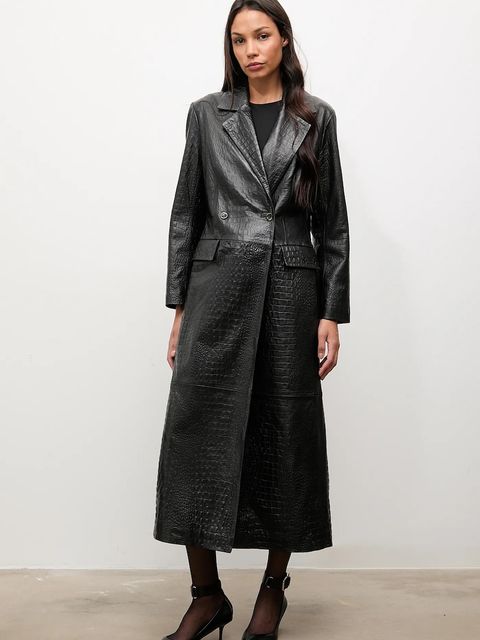 Answear.LAB płaszcz skórzany kolor czarny - zdjęcie produktu nr 2