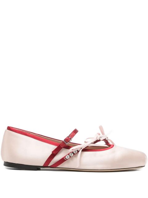 Jimmy Choo Loli satin bows ballerina flats - Neutrals - zdjęcie produktu nr 1