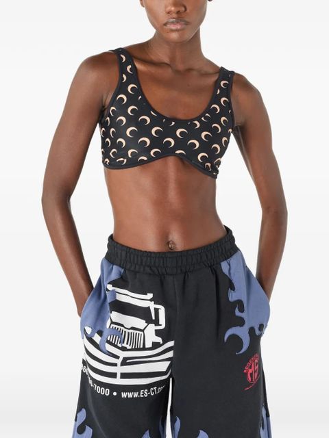 Marine Serre moon-print top bra - Black