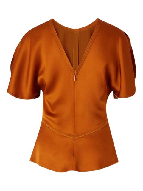 Victoria Beckham V-neck short-sleeve blouse - Orange - zdjęcie produktu nr 1