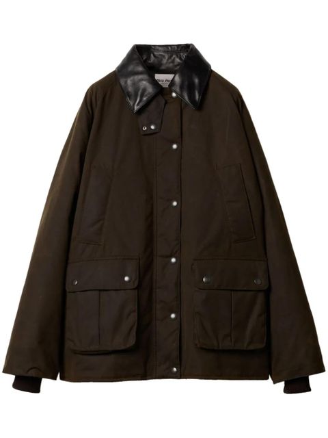 Miu Miu Waxed canvas blouson jacket - Brown