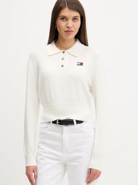 Tommy Jeans sweter z dodatkiem alpaki damski kolor beżowy DW0DW22558 - zdjęcie produktu nr 1