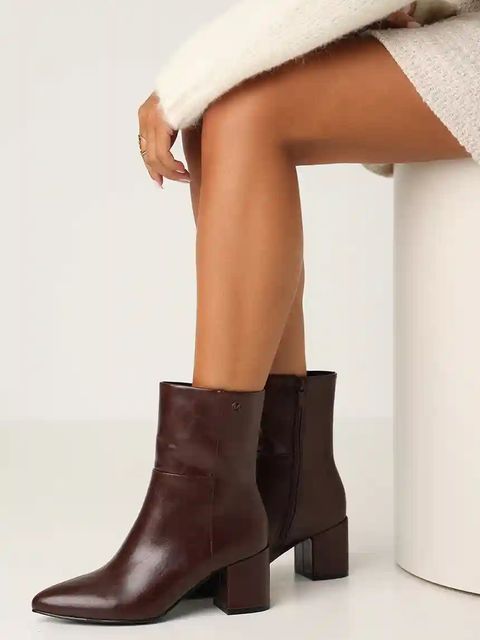 Mexx botki PAM MILA damskie kolor brązowy na słupku lekko ocieplone MI001700453W
