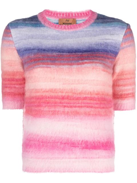 Missoni brushed-effect wool-blend top - Blue