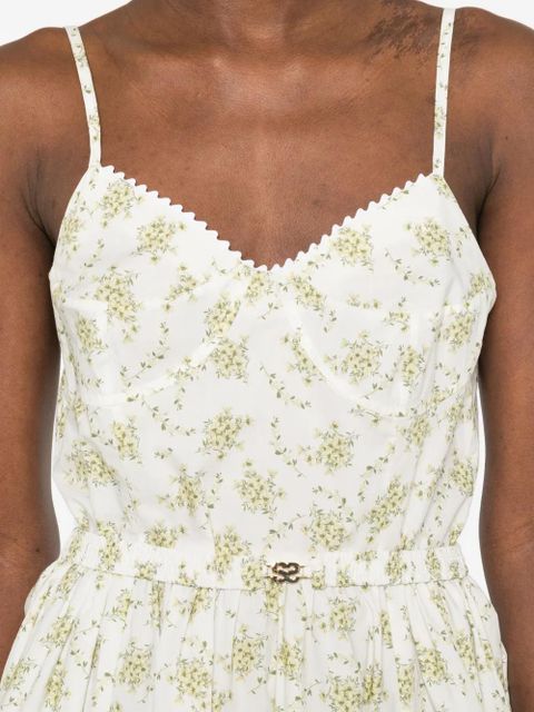 SANDRO Lucette floral-print spaghetti-strap midi dress - Neutrals