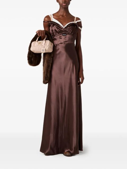 Miu Miu flared double-strap maxi dress - Brown - zdjęcie produktu nr 2