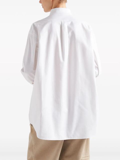 Prada logo-embroidered cotton shirt - White