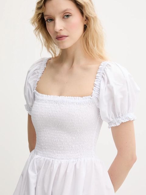 The Sleeper sukienka bawełniana kolor biały mini rozkloszowana BRDR06P001R