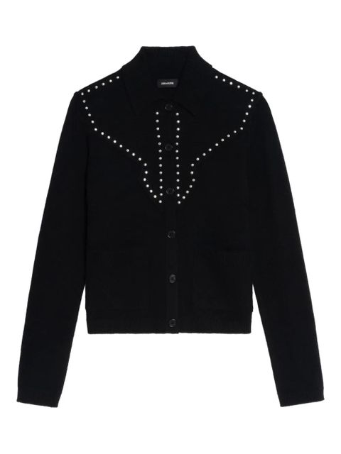Zadig&Voltaire stud-embellished crew-neck cardigan - Black - zdjęcie produktu nr 1