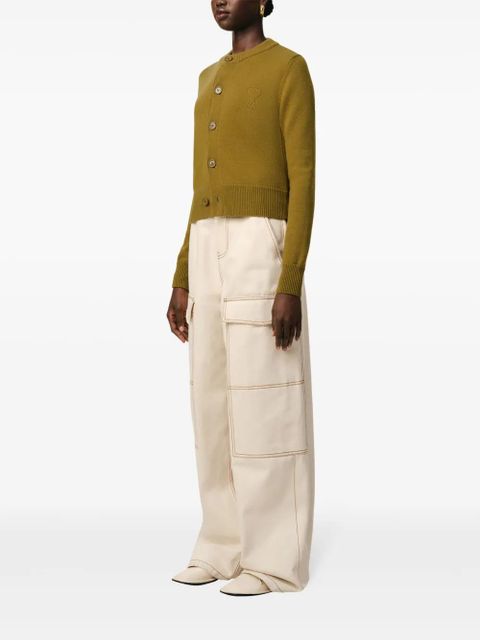 AMI Paris Ami de Coeur-embossed cardigan - Green