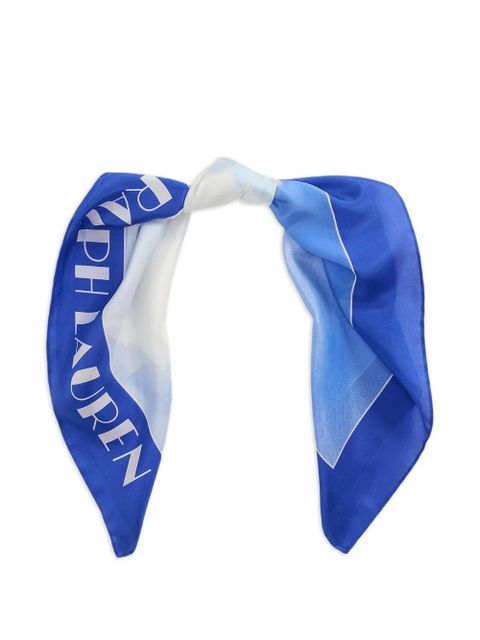 Lauren Ralph Lauren silk logo-print scarf - Blue - zdjęcie produktu nr 1