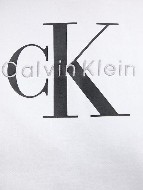 Calvin Klein Jeans bluza damska kolor biały z kapturem gładka LV047E221G