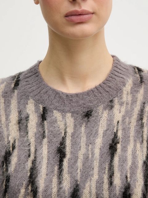 Sisley sweter z dodatkiem moheru damski kolor szary lekki 1TQ1L106Z