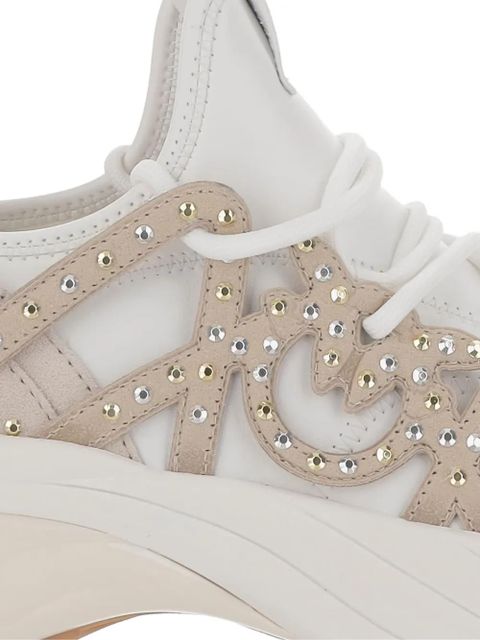 PINKO Ariel rhinestone-embellished lace-up sneakers - Neutrals