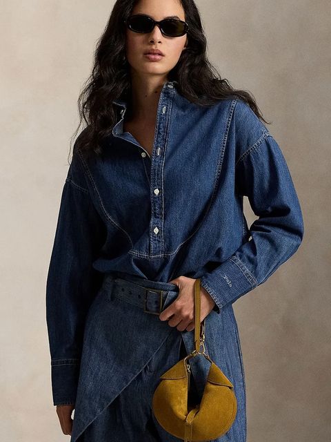 Polo Ralph Lauren torebka zamszowa kolor brązowy 428922880