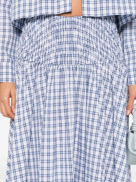 Maje check-pattern A-line midi skirt - White