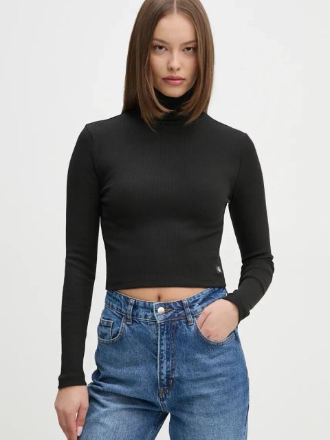 Calvin Klein Jeans t-shirt damski kolor czarny z golfem J20J224196