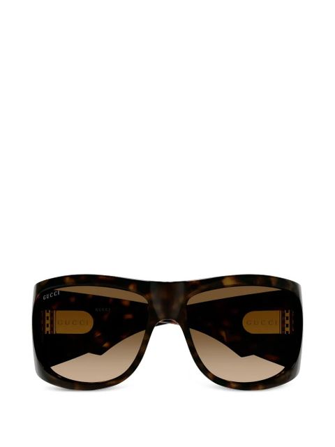 Gucci Eyewear tortoiseshell-effect double G sunglasses - Brown - zdjęcie produktu nr 1