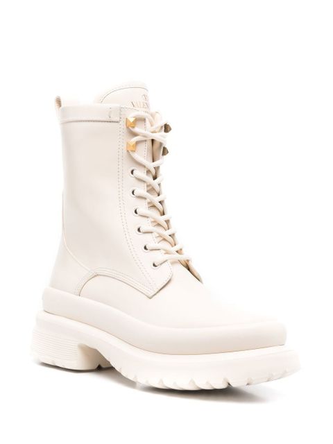 Valentino Garavani chunky lace-up leather boots - Neutrals - zdjęcie produktu nr 2