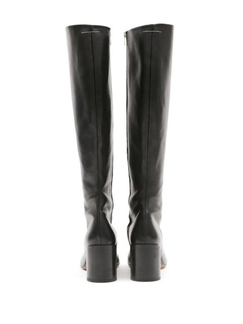MM6 Maison Margiela knee-high leather boots - Black - zdjęcie produktu nr 2