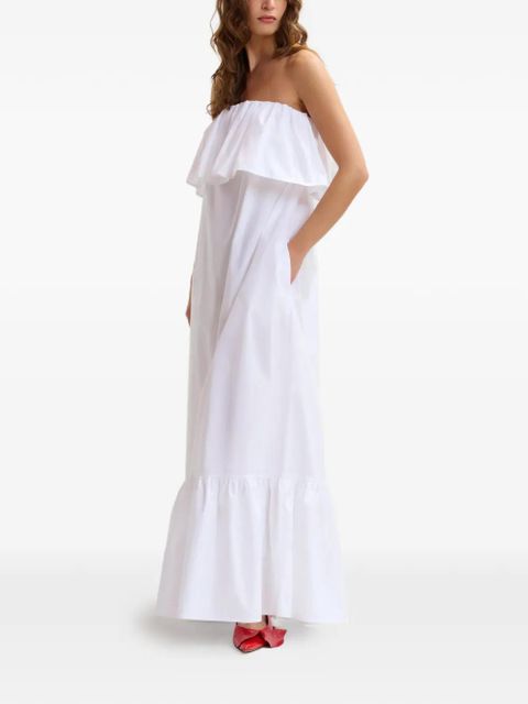 Essentiel Antwerp ruffled-hem belted maxi dress - White