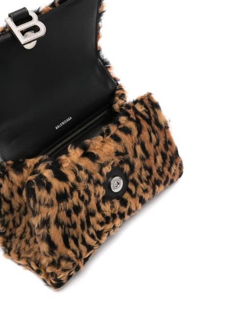 Balenciaga small Hourglass faux-fur mini bag - Brown
