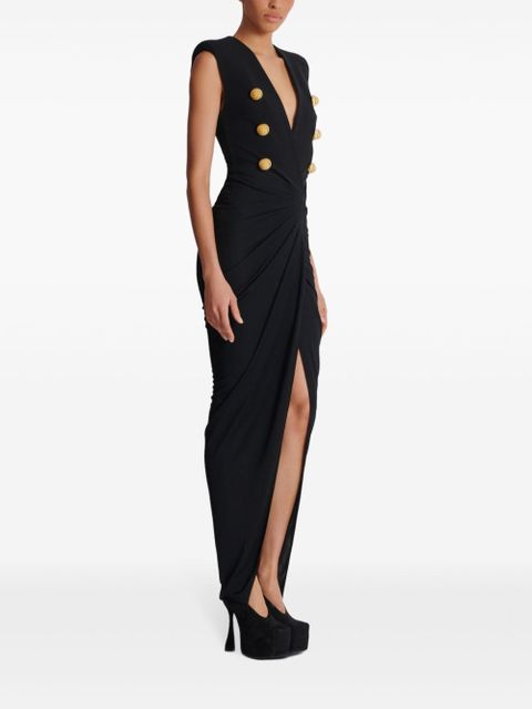 Balmain tailored crepe long dress - Black