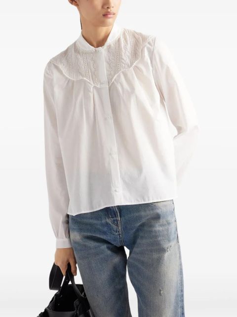 Prada band-collar batiste shirt - White