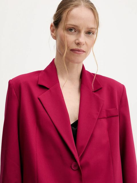 Answear Lab marynarka kolor różowy jednorzędowa gładka