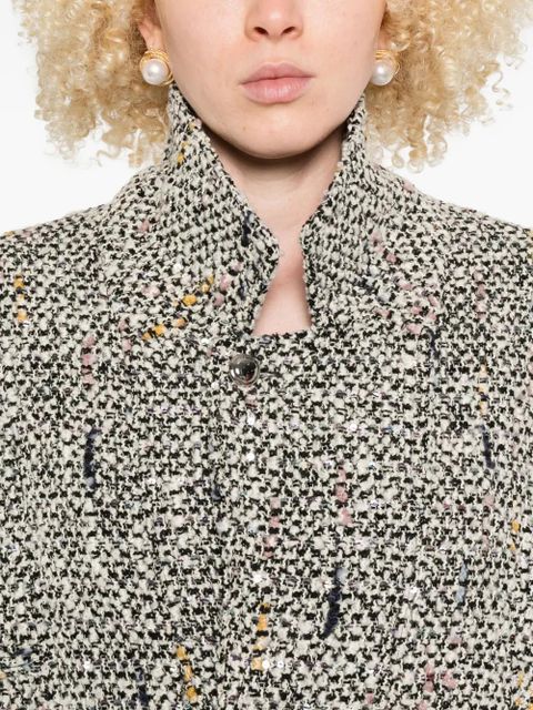 Alessandra Rich tweed speckled bomber jacket - White