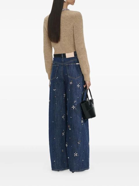 Self-Portrait jewel-embellished alpaca cardigan - Brown - zdjęcie produktu nr 2