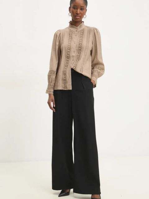 Answear.LAB koszula damska kolor beżowy regular ze stójką