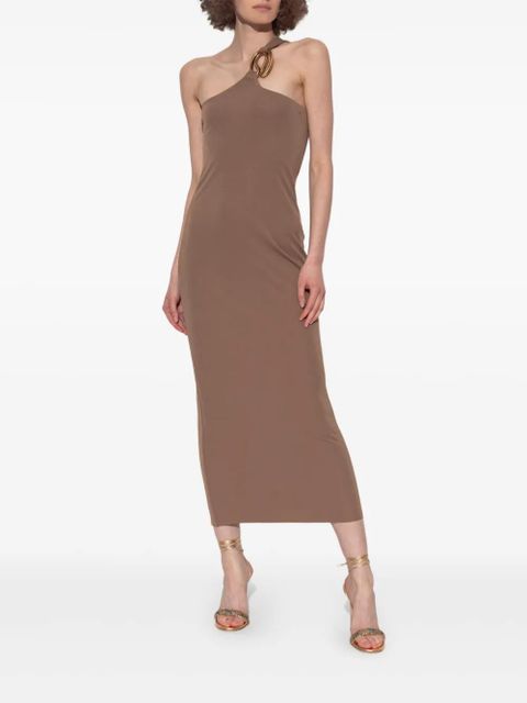 Cult Gaia Chani asymmetric neckline midi dress - Brown