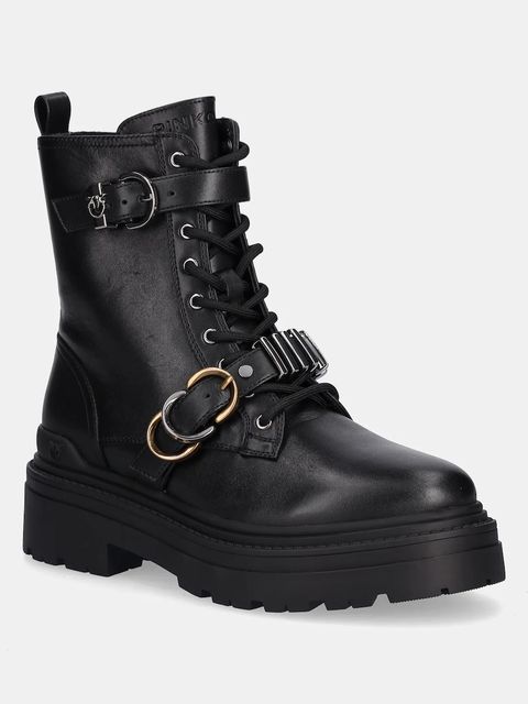 Pinko workery skórzane Mia 19 damskie kolor czarny na platformie SD0407P087Z99 - zdjęcie produktu nr 1