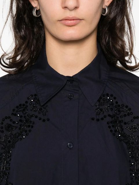 SANDRO floral embroidered shirt - Blue