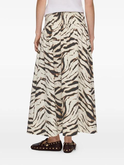 GANNI zebra-print gathered maxi skirt - Neutrals